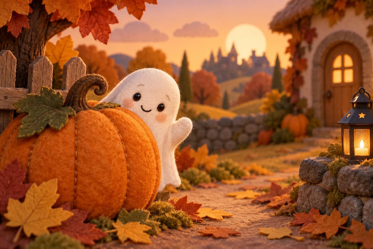 Petit fantôme blanc et rond nommé Boo, avec un sourire timide, une joue rose et une petite main levée pour dire bonjour.