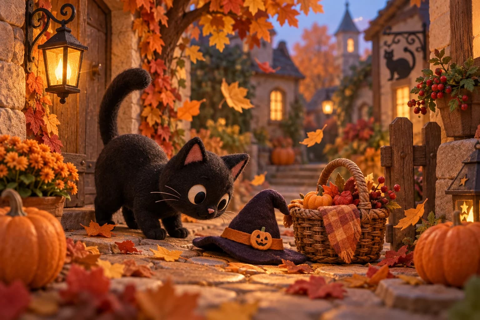 Illustration de la comptine « Moustache explore Halloween ».