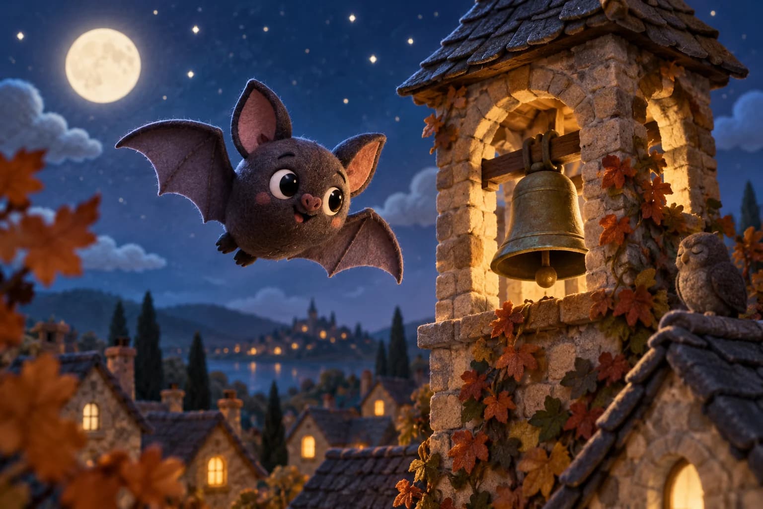 Illustration de la comptine « La ronde de la chauve-souris ».