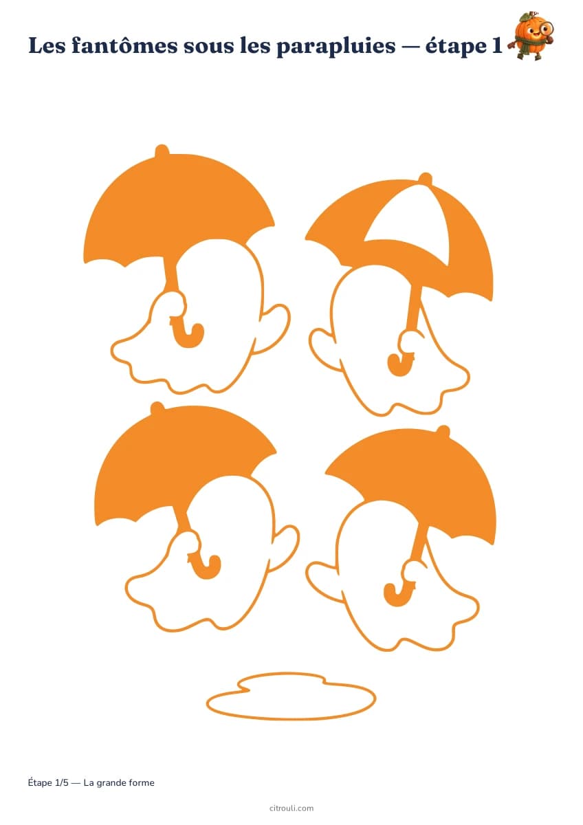 Les fantômes sous les parapluies — aperçu des étapes de dessin
