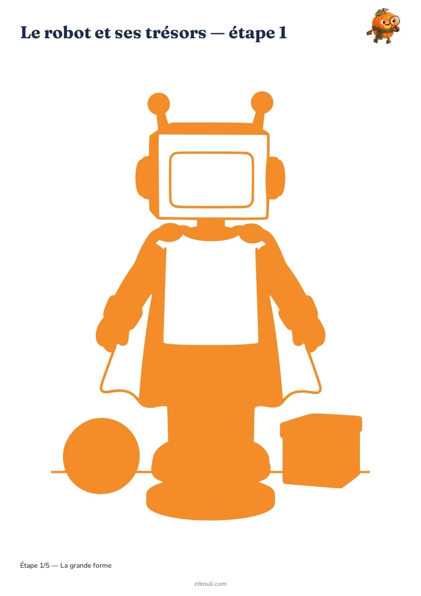 Le robot et ses trésors — aperçu des étapes de dessin